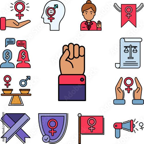 protest, hands, women icon in a collection with other items