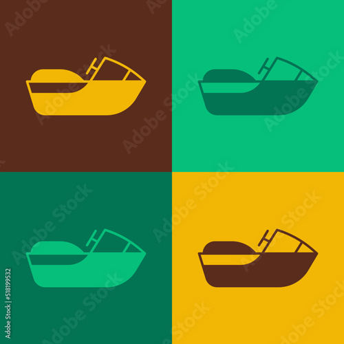 Pop art Jet ski icon isolated on color background. Water scooter. Extreme sport. Vector