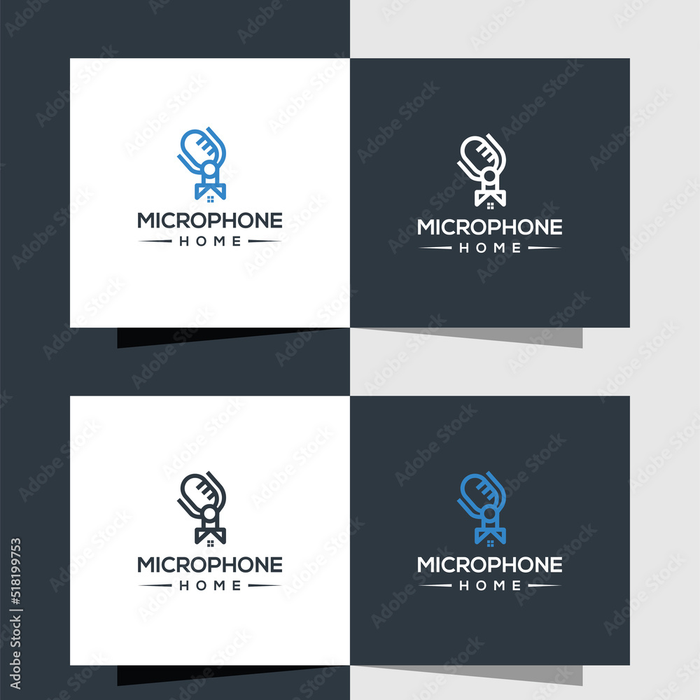 Obraz premium logo Microphone combined with house . The design is made with elegant lines