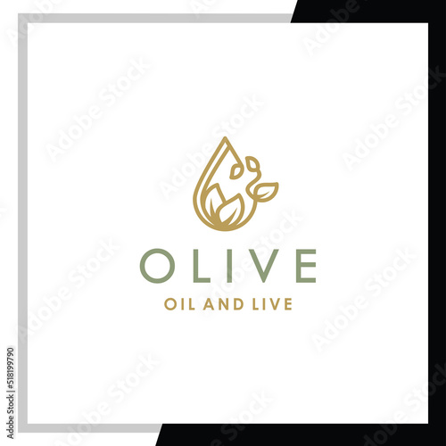 Elegant olive logo template. The logo is made with lines.