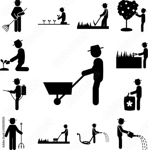 man man with wheelbarrow icon in a collection with other items