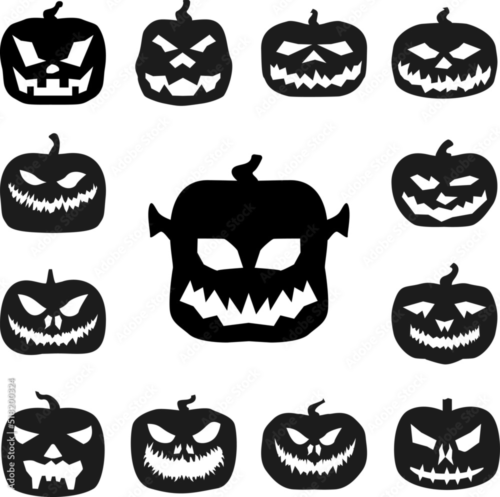 pumpkin halloween silhouette icon in a collection with other items