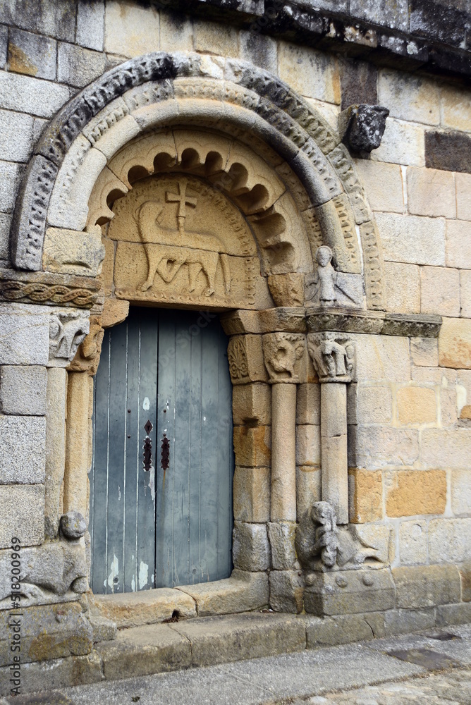 Detail of the Romanesque style Church of  Sao Pedro de Rates