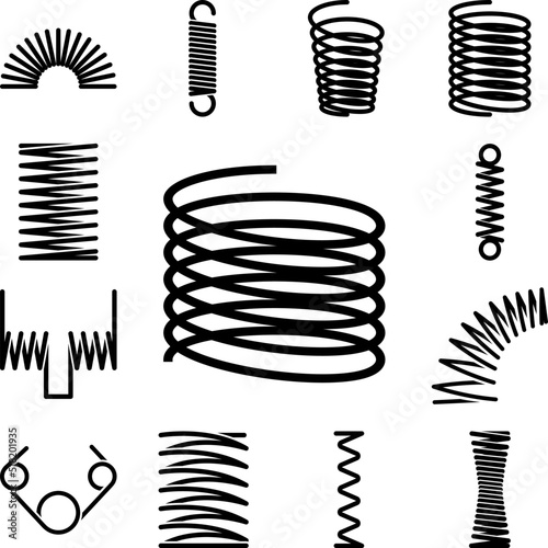 Metal spring icon in a collection with other items