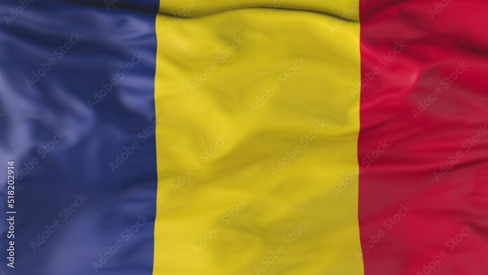 The flag of Romania flutters in the wind. Animation 3D The flag of Romania flutters in the wind. Animation 3D