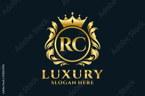 Initial RC Letter Royal Luxury Logo template in vector art for luxurious branding projects and other vector illustration.