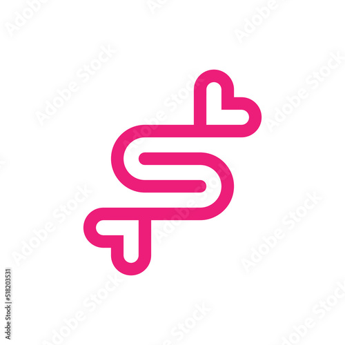 Creative letter S heart love logo design