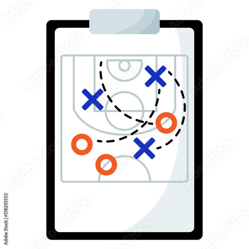Coach tablet with strategy. 3x3 Basketball sport equipment. Summer games.