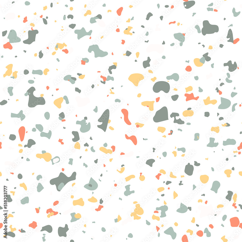 Blob seamless pattern. Vector seamless pattern with pebbles and stone. Pattern ideal for wrapping paper, wallpaper, terrazzo flooring