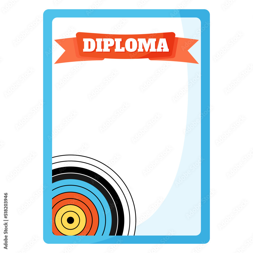 Fototapeta premium Winner Diploma or charter. Archery sport equipment. Summer games.