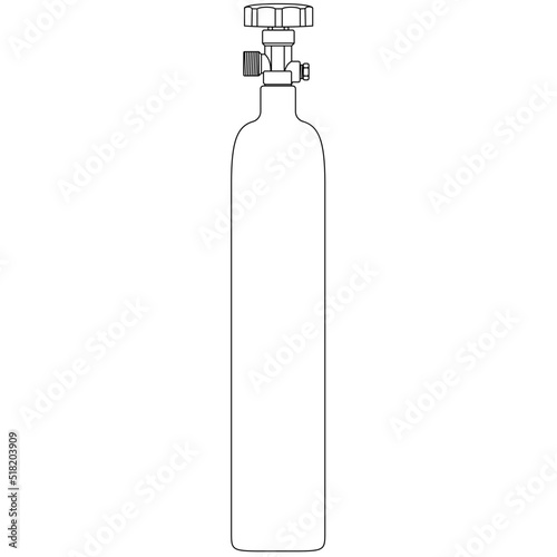 500g CO2 Gas cylinder, Reusable carbon dioxide compressed gas bottle for aquaristics, industry and medicine sketch drawing, contour lines drawn