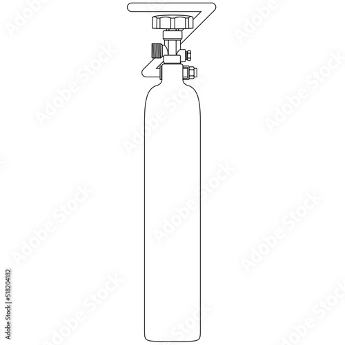 500g CO2 Gas cylinder, Reusable carbon dioxide compressed gas bottle for aquaristics, industry and medicine sketch drawing, contour lines drawn