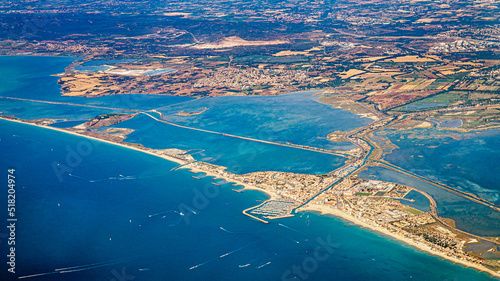 mer méditerrannée montpellier sete beziers languedox vu d'avion