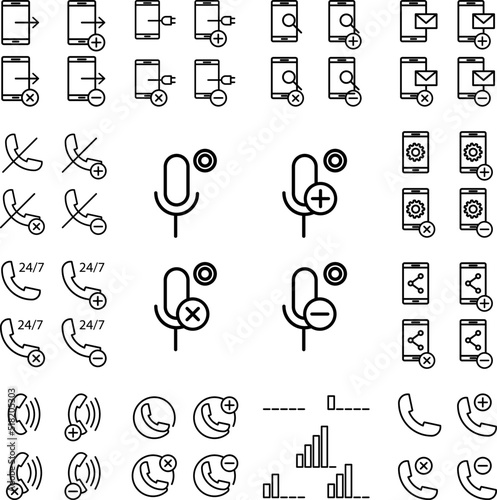 set of sound recording icon in a collection with other items
