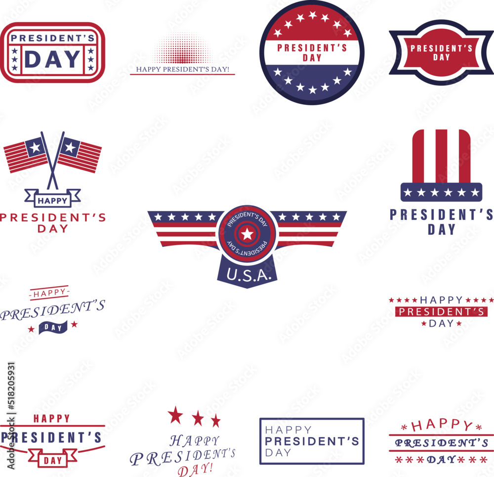 President's day USA 2 colored icon in a collection with other items President's day USA 2 colored icon in a collection with other items
