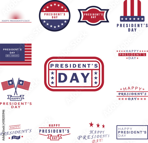 President's day 2 colored icon in a collection with other items