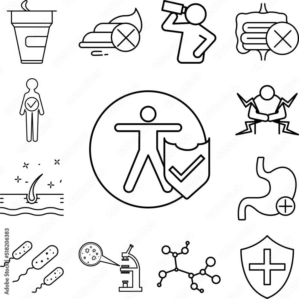 Fototapeta premium Benefits, intestinal stomach concept line icon in a collection with other items