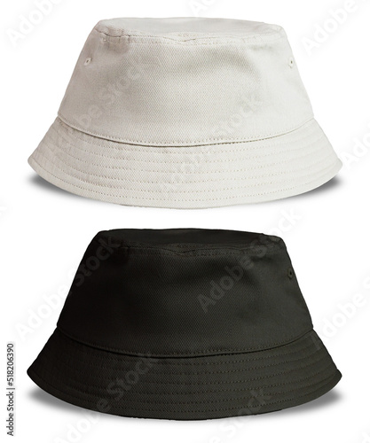 Black and white bucket hat isolated on white background photo