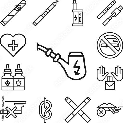 Quit smoking, electronic pipe icon in a collection with other items