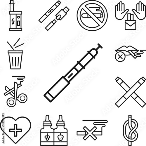 Quit smoking, vaper icon in a collection with other items