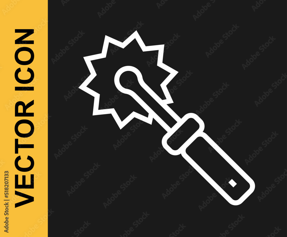 White line Cutter roll for honey icon isolated on black background. Tool of the beekeeper. Vector White line Cutter roll for honey icon isolated on black background. Tool of the beekeeper. Vector