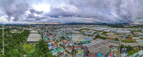 Landscape in the city of Da Lat city, Vietnam is a popular tourist destination. Tourist city in developed Vietnam. ( view aerial from drone )