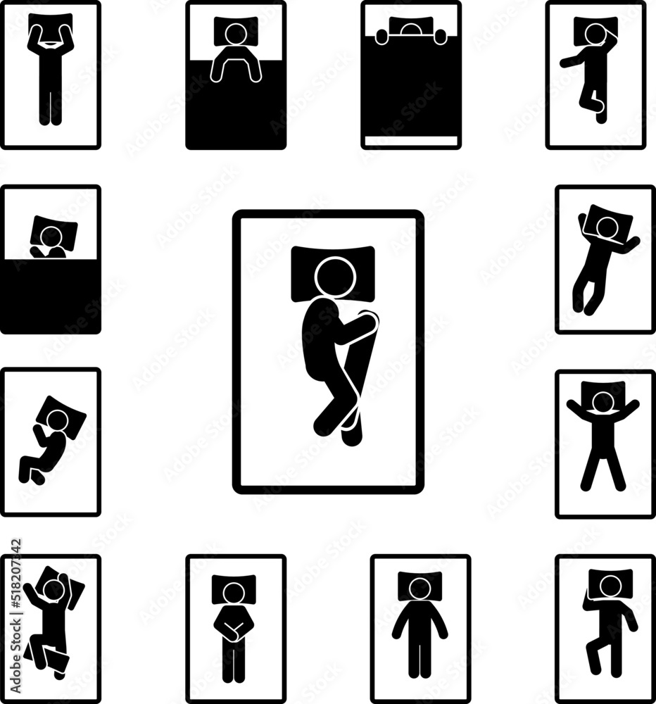 man in an embrace with a pillow icon in a collection with other items man in an embrace with a pillow icon in a collection with other items