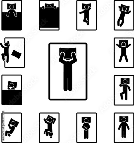 man sleep on back with pillow on face icon in a collection with other items