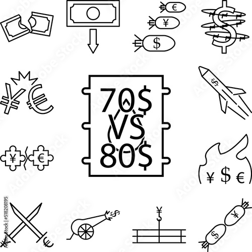 quotes for oil prices outline style icon in a collection with other items