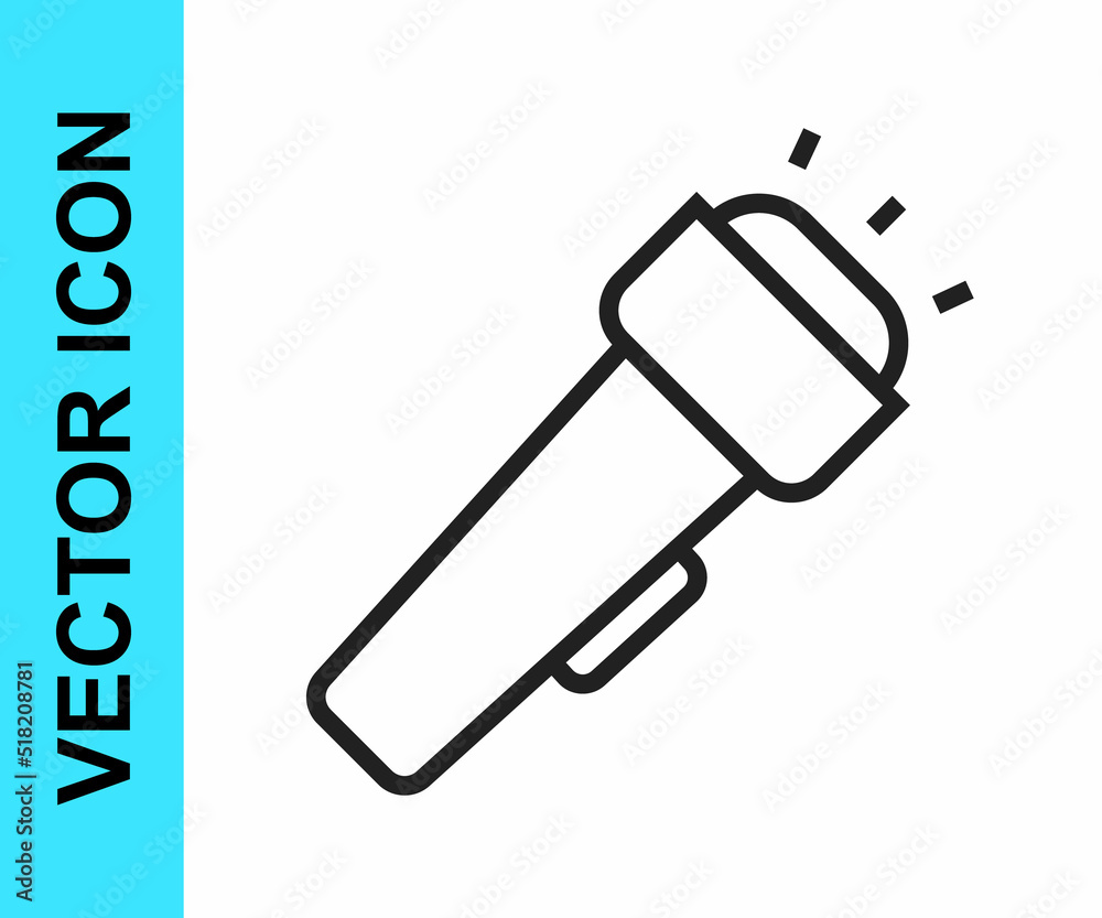 Black line Flashlight icon isolated on white background. Vector Black line Flashlight icon isolated on white background. Vector
