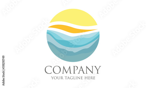 Abstract Nature Water Color Sunset and Sunrise Logo Icon Design