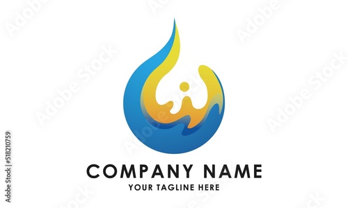 blue and red abstract water drop logo icon design