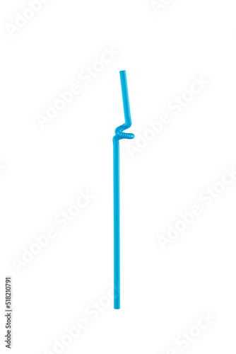 Long flexible Plastic Straw isolated on a white background. Disposable Bendy straw.