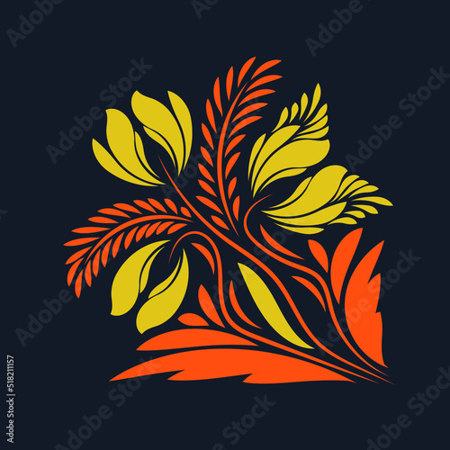 Folk flowers floral art print Flowers abstract art 