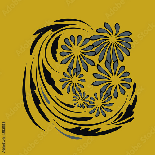Folk flowers floral art print Flowers abstract art 
