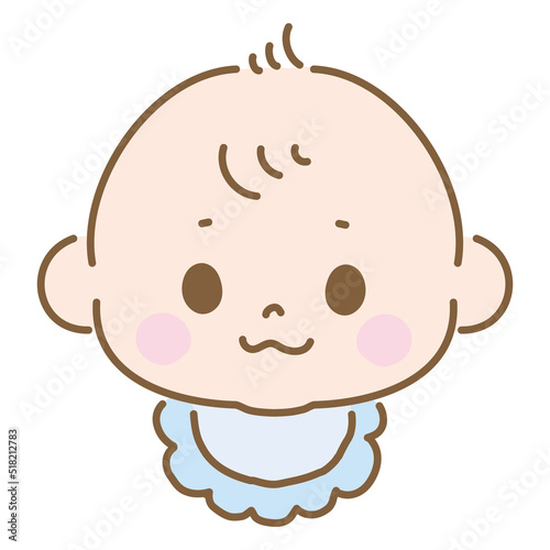 赤ちゃん　新生児の顔　ベクターイラスト　単品