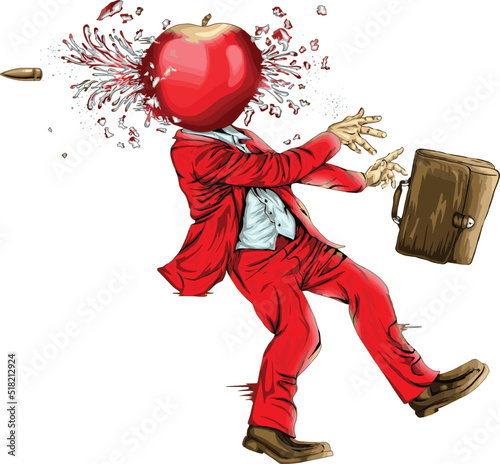 apple head been shot isolated on black background for poster, t-shirt print, business element, social media content, blog, sticker, vlog, and card. vector illustration.