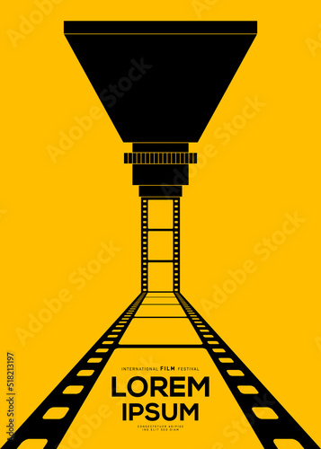 Movie poster design template background with vintage filmstrip