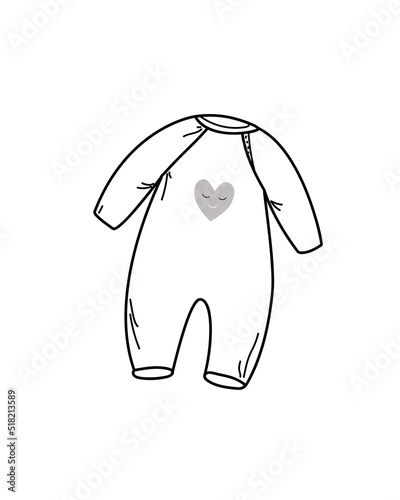 Baby bodysuit, newborn baby clothes, Cartoon sketch style doodle for icon, banner.