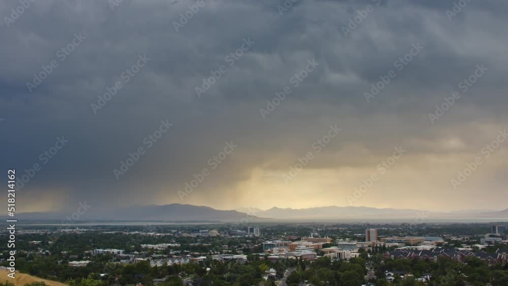 Timelapse of summer rainstorm moving through Utah Valley over looking the city of Provo. Timelapse of summer rainstorm moving through Utah Valley over looking the city of Provo.