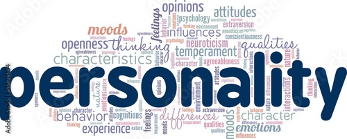 Personality word cloud conceptual design isolated on white background.