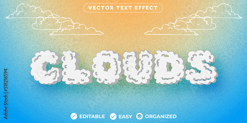 Clouds Text Effect,Fully Editable Font Text Effect