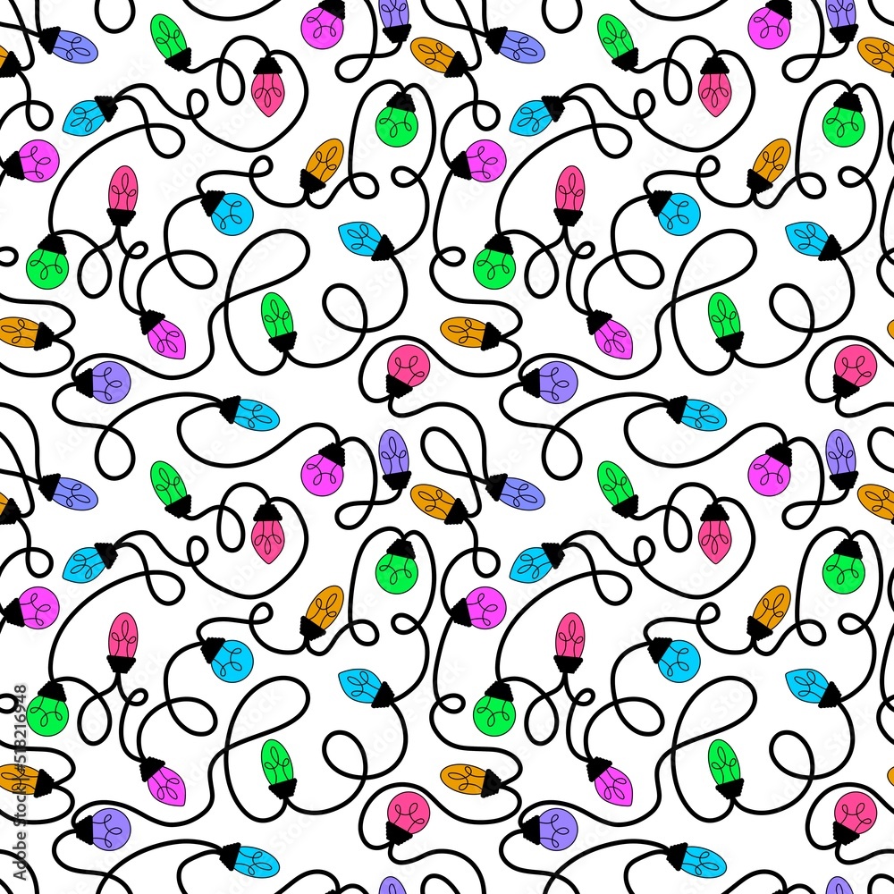 Christmas idea seamless light bulbs pattern for wrapping paper and kids and clothes print and accessories