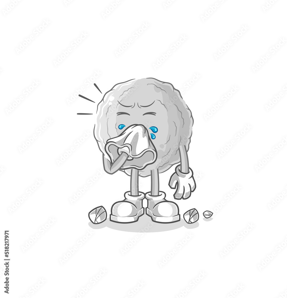 rock blowing nose character. cartoon mascot vector rock blowing nose character. cartoon mascot vector