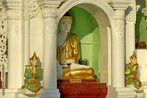 Buddha statue in a Buddhist temple in Yangon, Burma