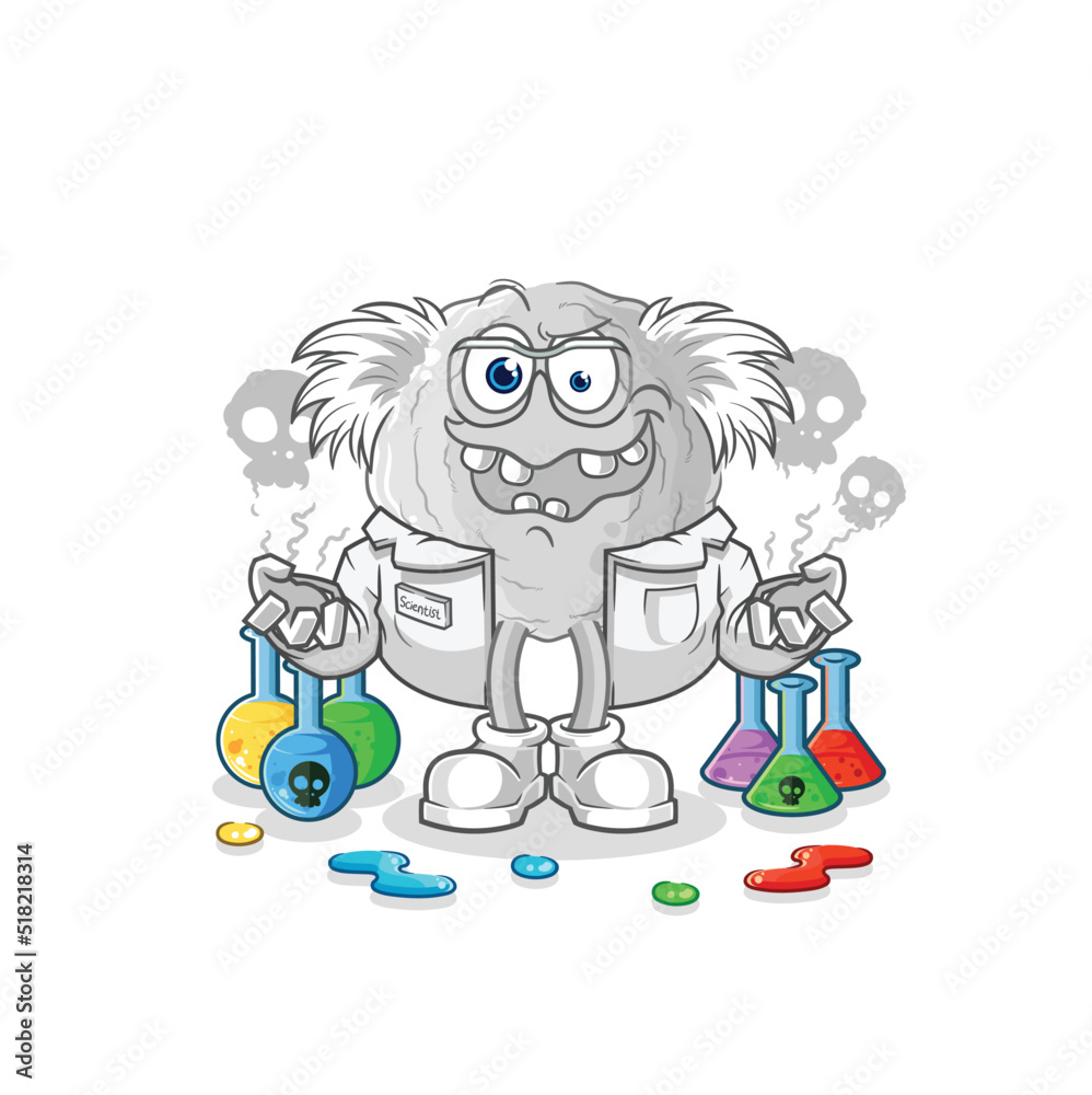 rock mad scientist illustration. character vector