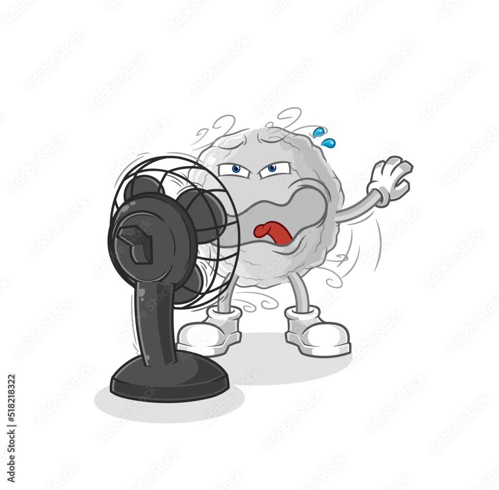 rock with the fan character. cartoon mascot vector