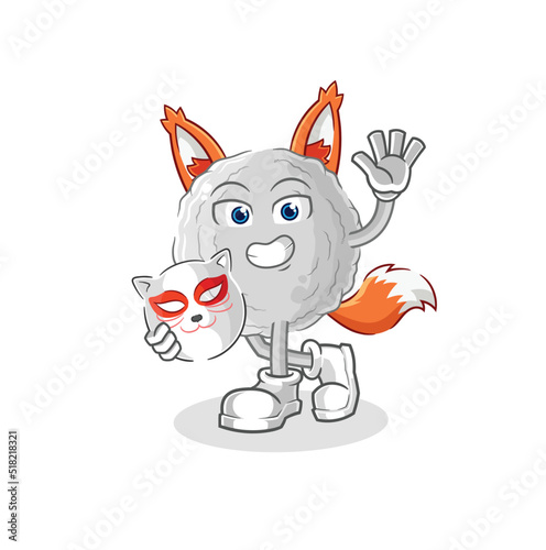 rock japanese fox character. cartoon mascot