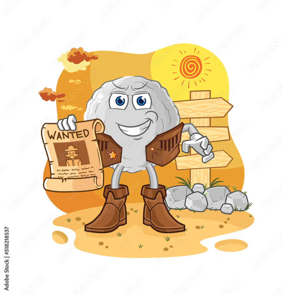 rock cowboy with wanted paper. cartoon mascot vector rock cowboy with wanted paper. cartoon mascot vector