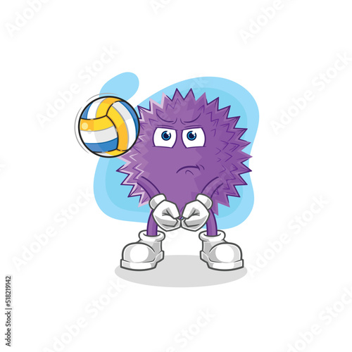 spiky ball play volleyball mascot. cartoon vector